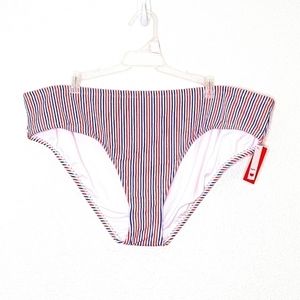 Kona Sol Striped Medium Coverage Hipster Bikini Bottom NEW Womens Size 24W/26W